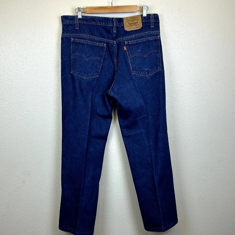 Levi's 517 Vintage 90s Orange Tab Dark Wash Blue Jeans Mens 38x30 Straight Leg